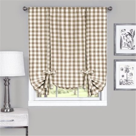 EYECATCHER 42 x 63 in. Buffalo Check Window Curtain Tie Up Shade, Taupe EY2511631